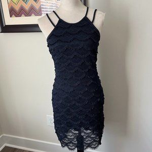 Guess Navy Eyelash Lace Cocktail Dress 4